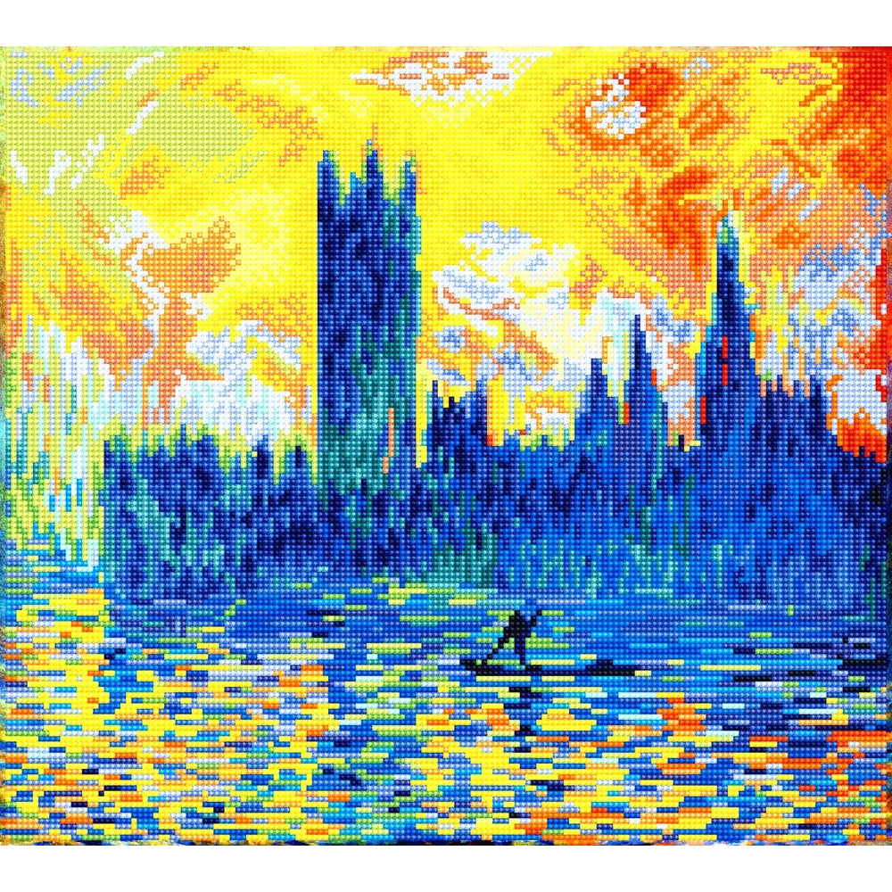 london parliament in winter après monet - diamond dotz intermediate dd10.038 46x41cm