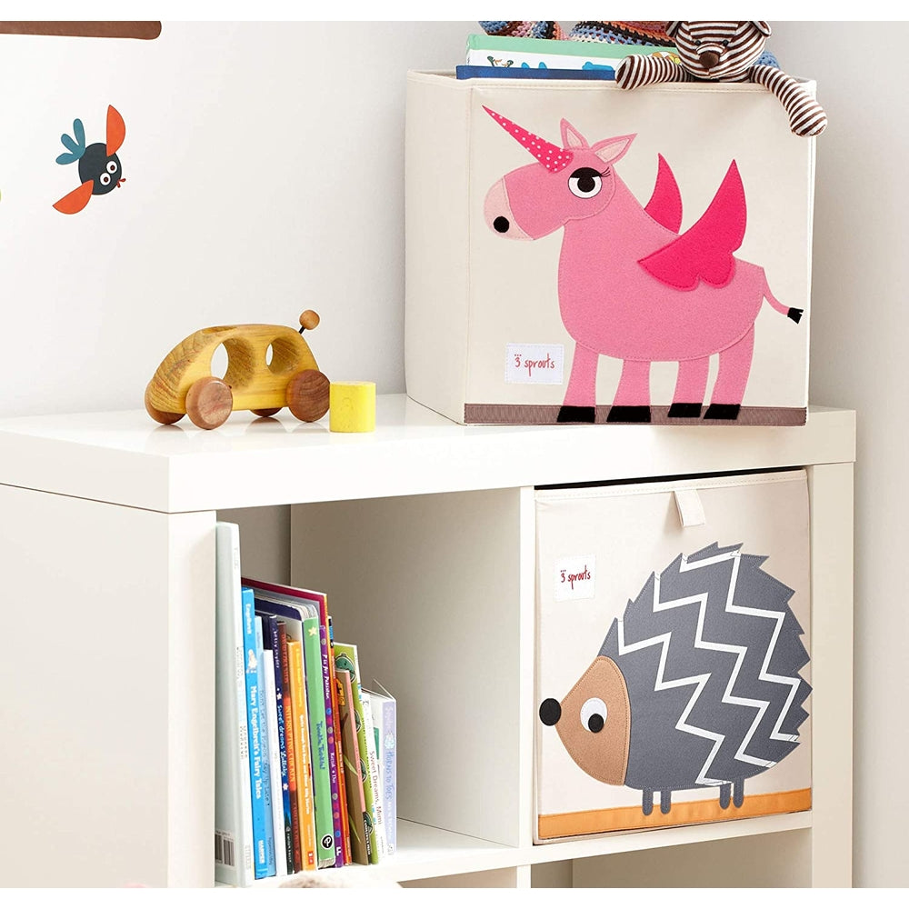contenitore portaoggetti unicorno rosa - compatibile con scaffali ikea kallax e eket