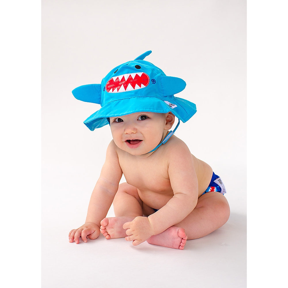 set baby costumino contenitivo + cappellino, squalo - upf 50+ - 3-6 mesi