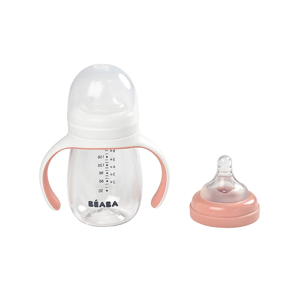 biberon da apprendimento 2in1 - 210 ml - rosa - incoraggia il tuo bambino all'indipendenza