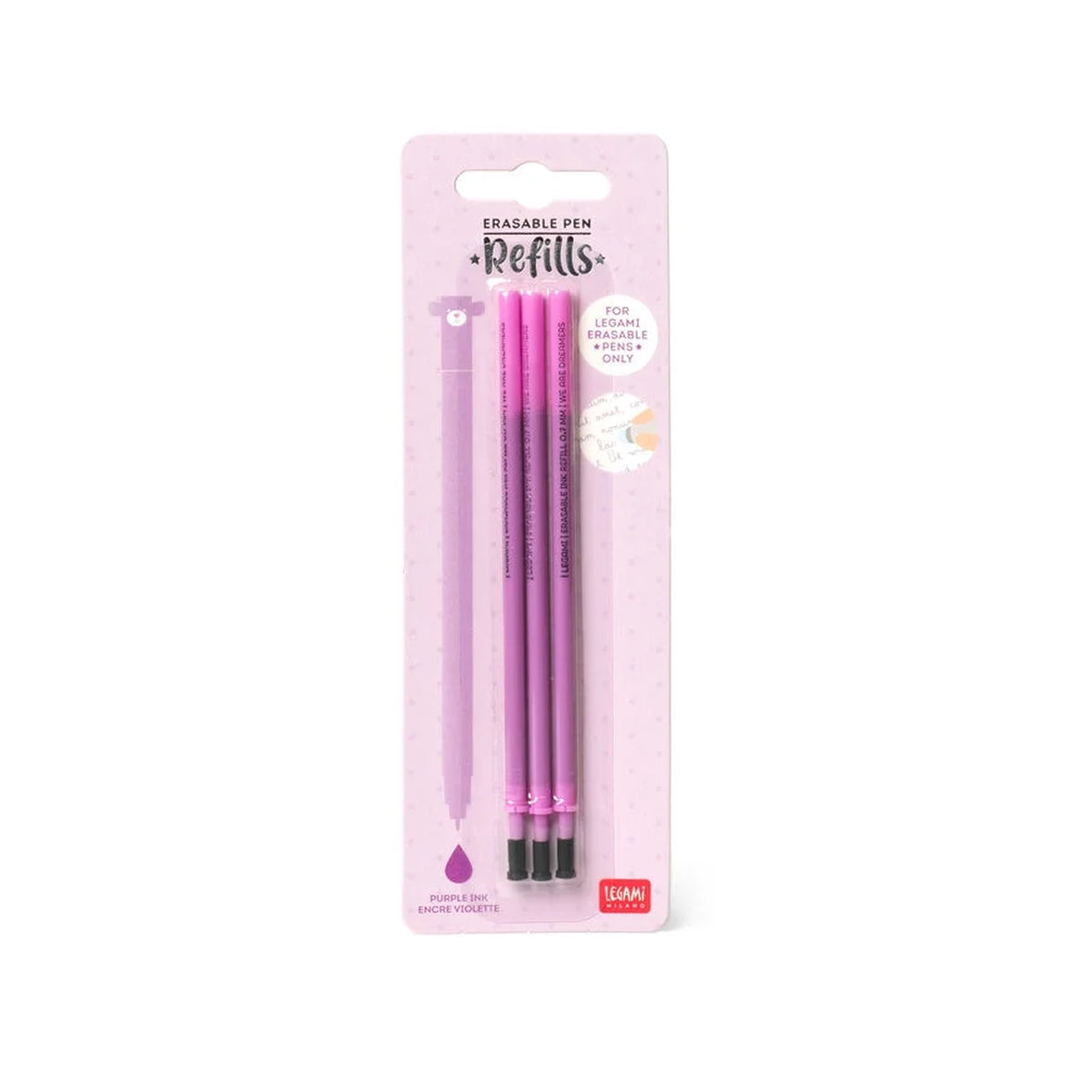 set di 3 ricariche per penne gel cancellabili - colore viola