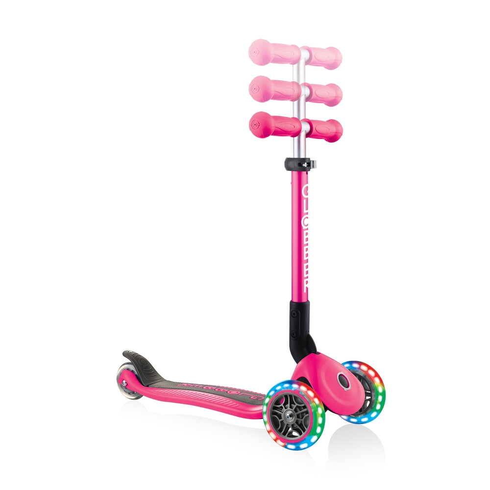 globber - primo foldable lights - monopattino pieghevole con luci - rosa scuro