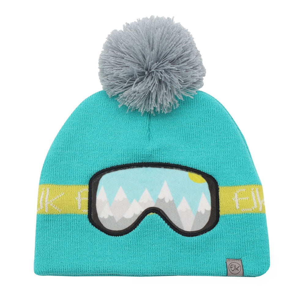 cappello invernale lavorato a maglia - occhiali da sci turchese tg m-l 2-6 anni