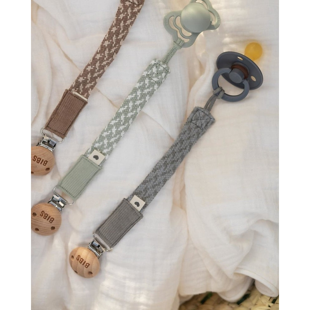 reggiciuccio universale paci braid - grigio nuvola e ferro - 100% cotone biologico