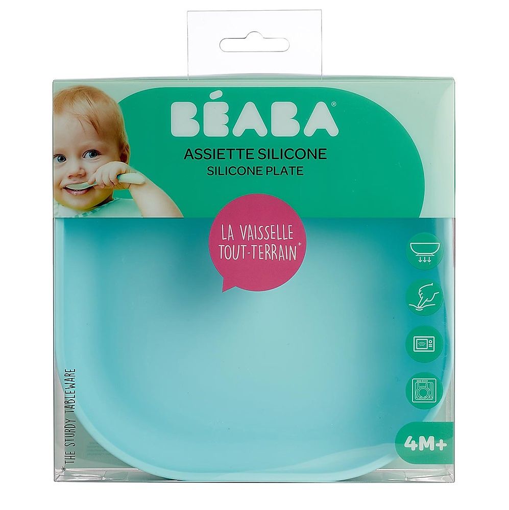 piatto con ventosa - silicone - blu
