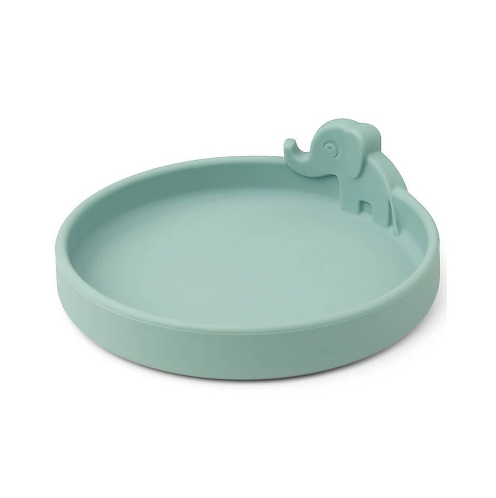 piatto anti-scivolo in silicone alimentare -peekaboo -elphee - celeste