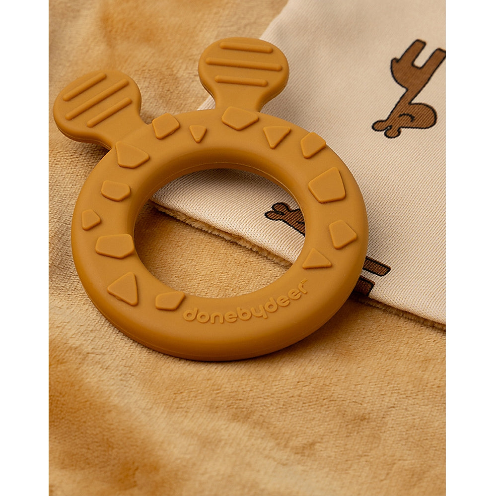 doudou con massaggiagengive raffi mostarda -22x22 cm