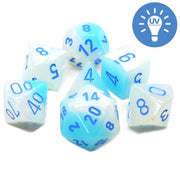 gemini turchese/blu luminary - set di 7 dadi poliedrici