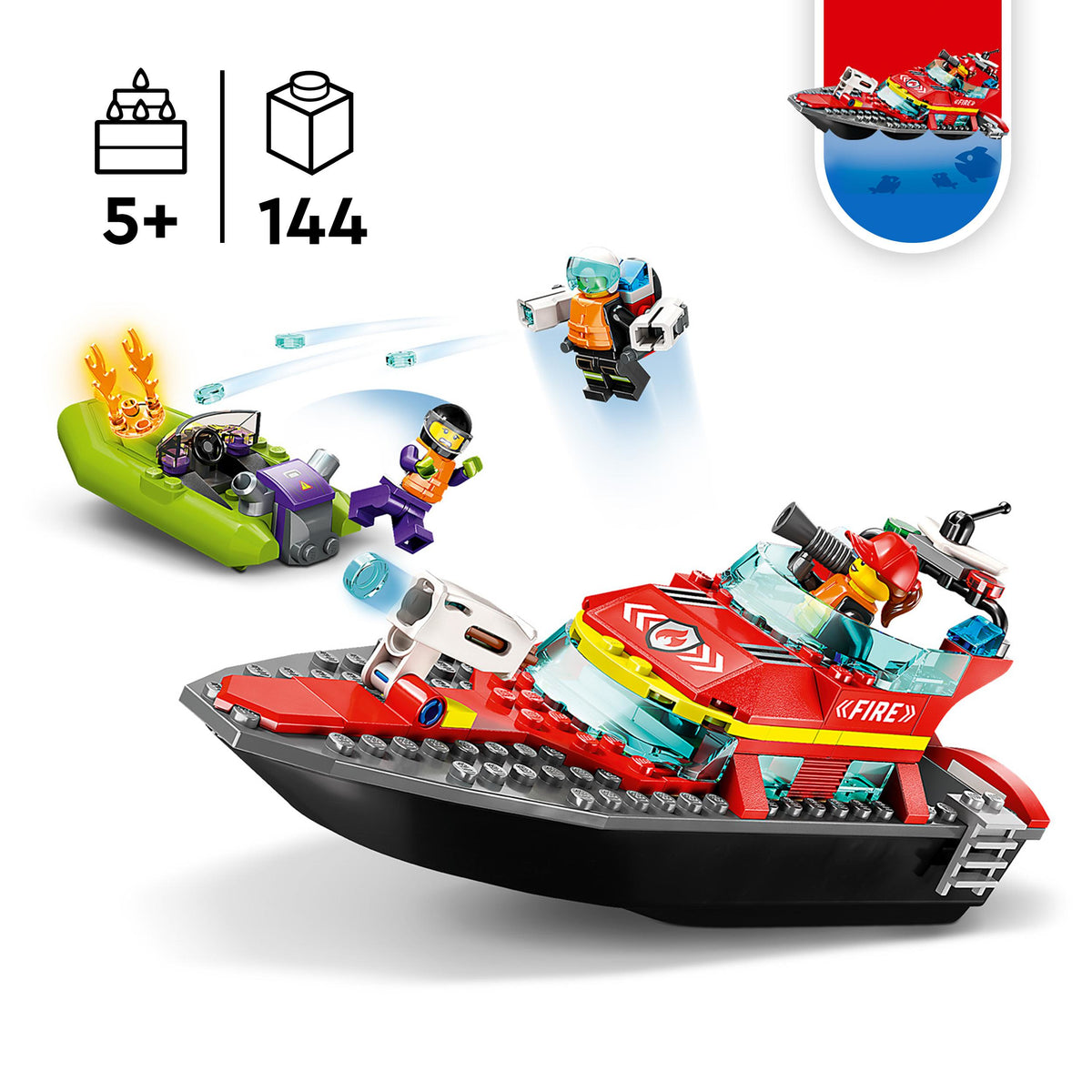 LEGO City 60373 Barca di soccorso antincendio