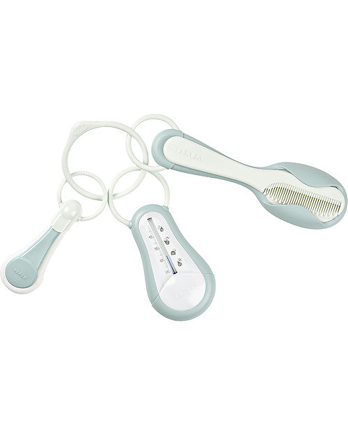 set accessori per l'igiene del bambino - verde - termometro da bagno + tagliaunghie + spazzola e pettine 2in1