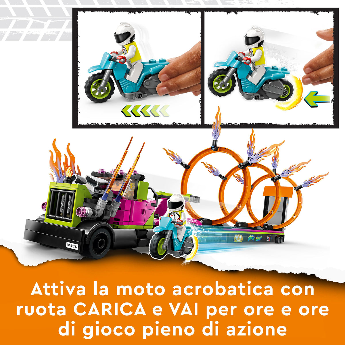 LEGO City 60357 stunt truck: sfida dell’anello di fuoco