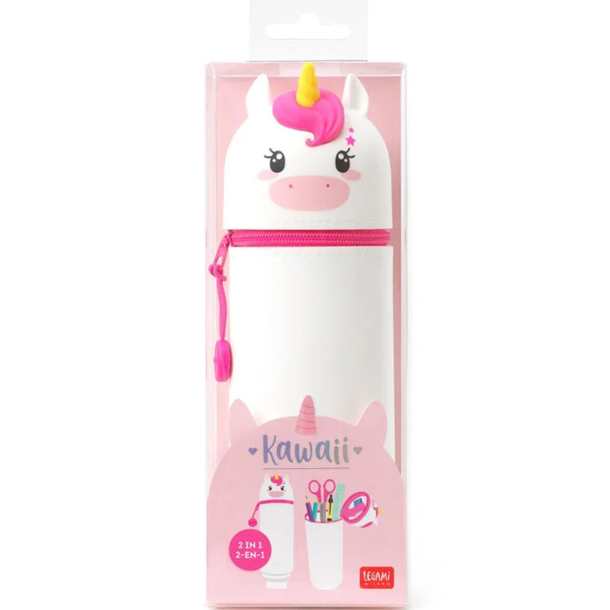 astuccio 2 in 1 in morbido silicone - kawaii - unicorno