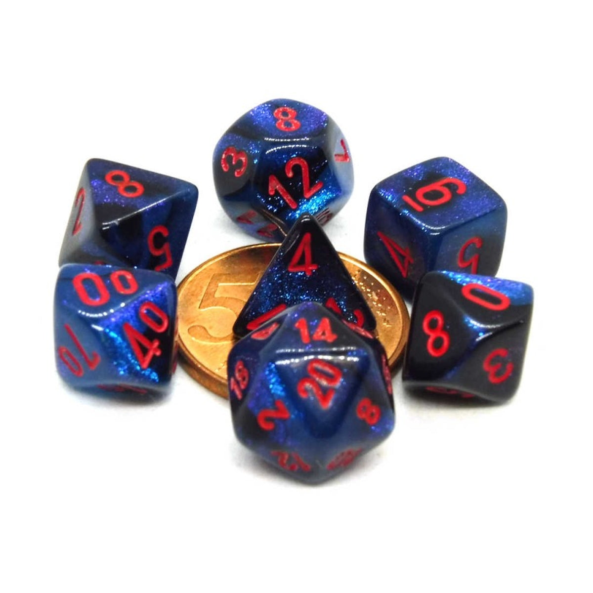 mini gemini black-starlight/red- set di 7 dadi poliedrici