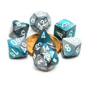 mini gemini steel-teal/white- set di 7 dadi poliedrici