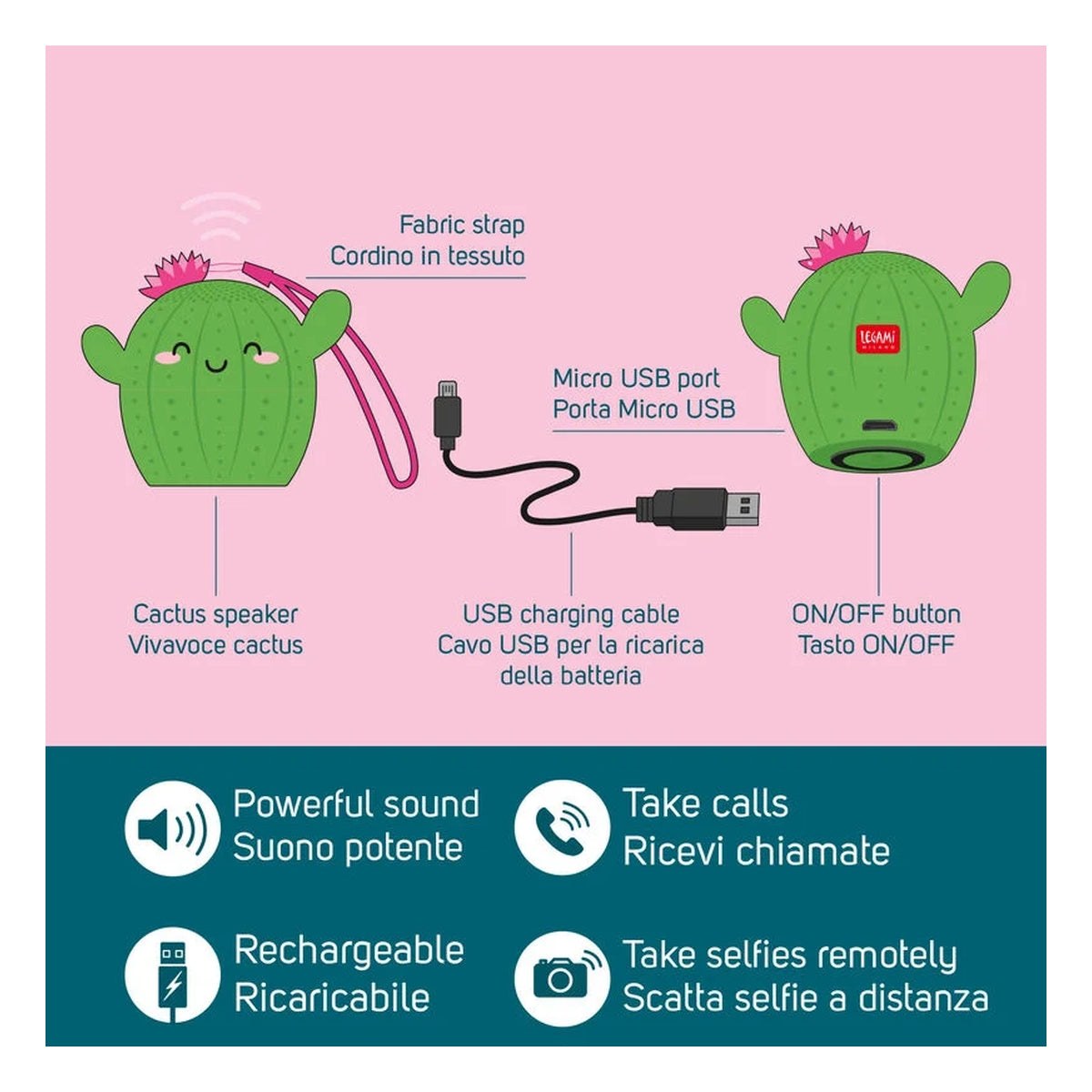 mini vivavoce e speaker wireless - pump up the volume - cactus
