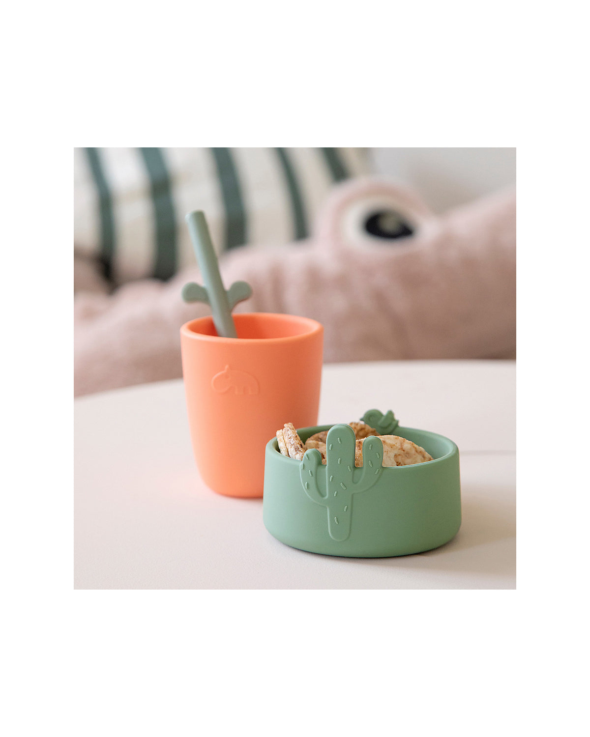 set 2 ciotole in silicone alimentare- lalee - sabbia/verde