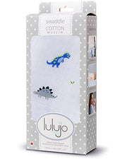 copertina swaddle 120 x 120 cm, dinosauri -100% mussola di cotone