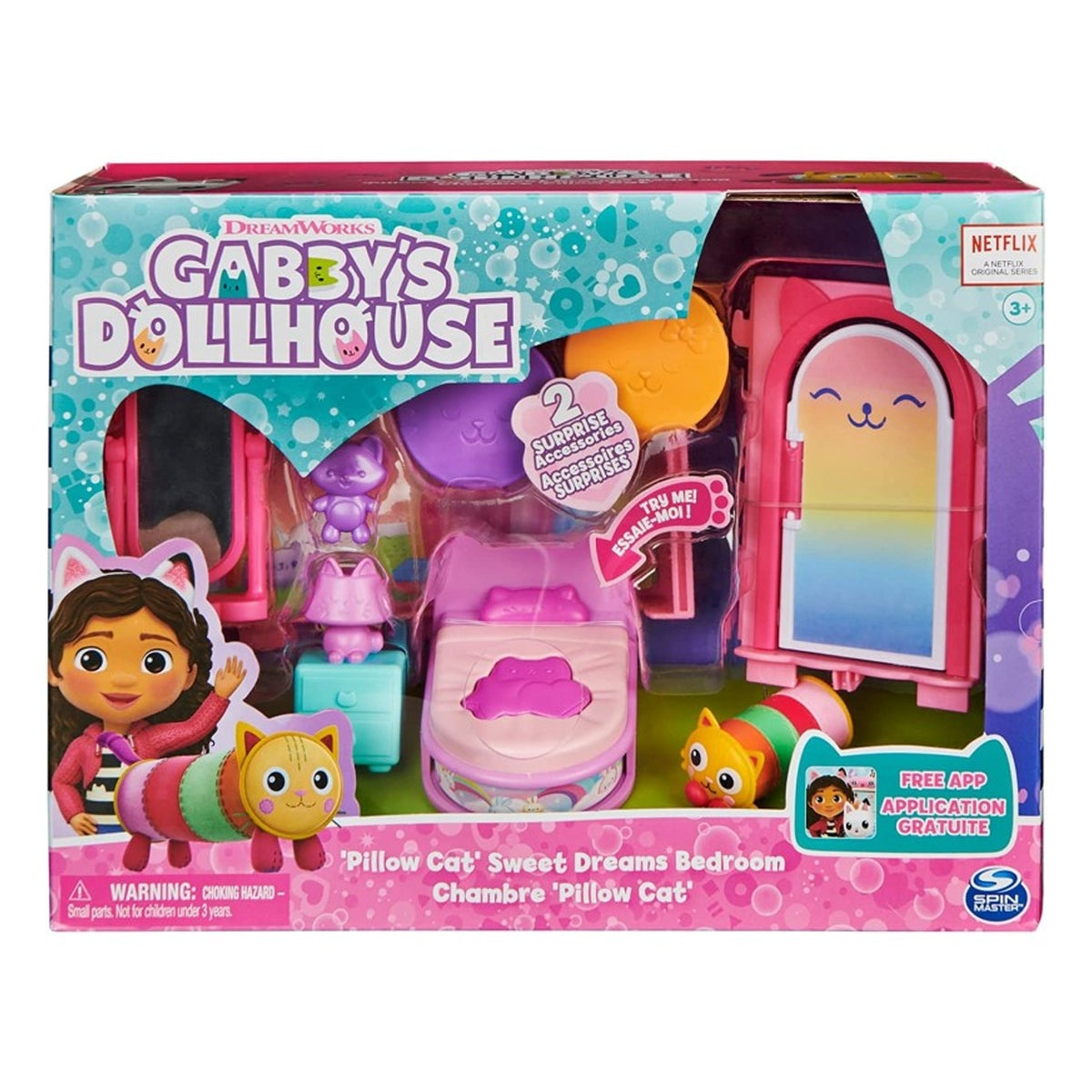 gabby's dollhouse - la camera da letto di cuscigatta