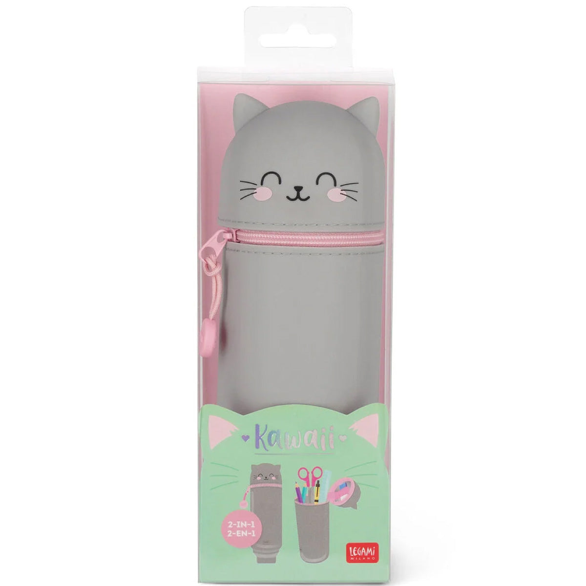astuccio 2 in 1 in morbido silicone - kawaii - kitty