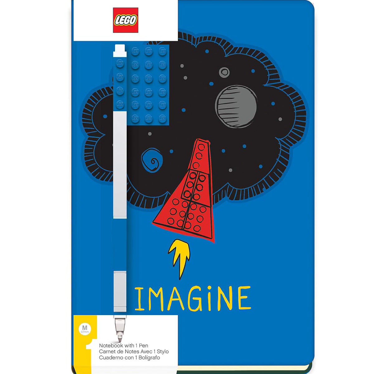 Cancelleria notebook imagine mattoncino blu 4x6 più penna gel blu