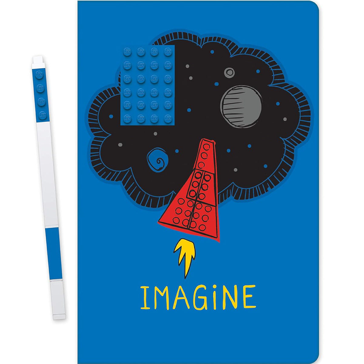 Cancelleria notebook imagine mattoncino blu 4x6 più penna gel blu