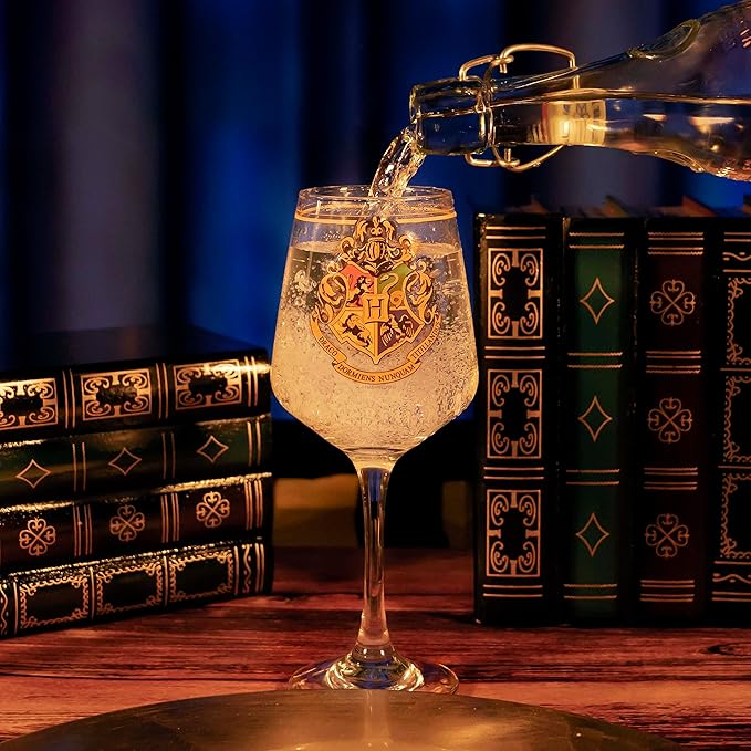 harry potter - calice di vetro - emblema di hogwarts