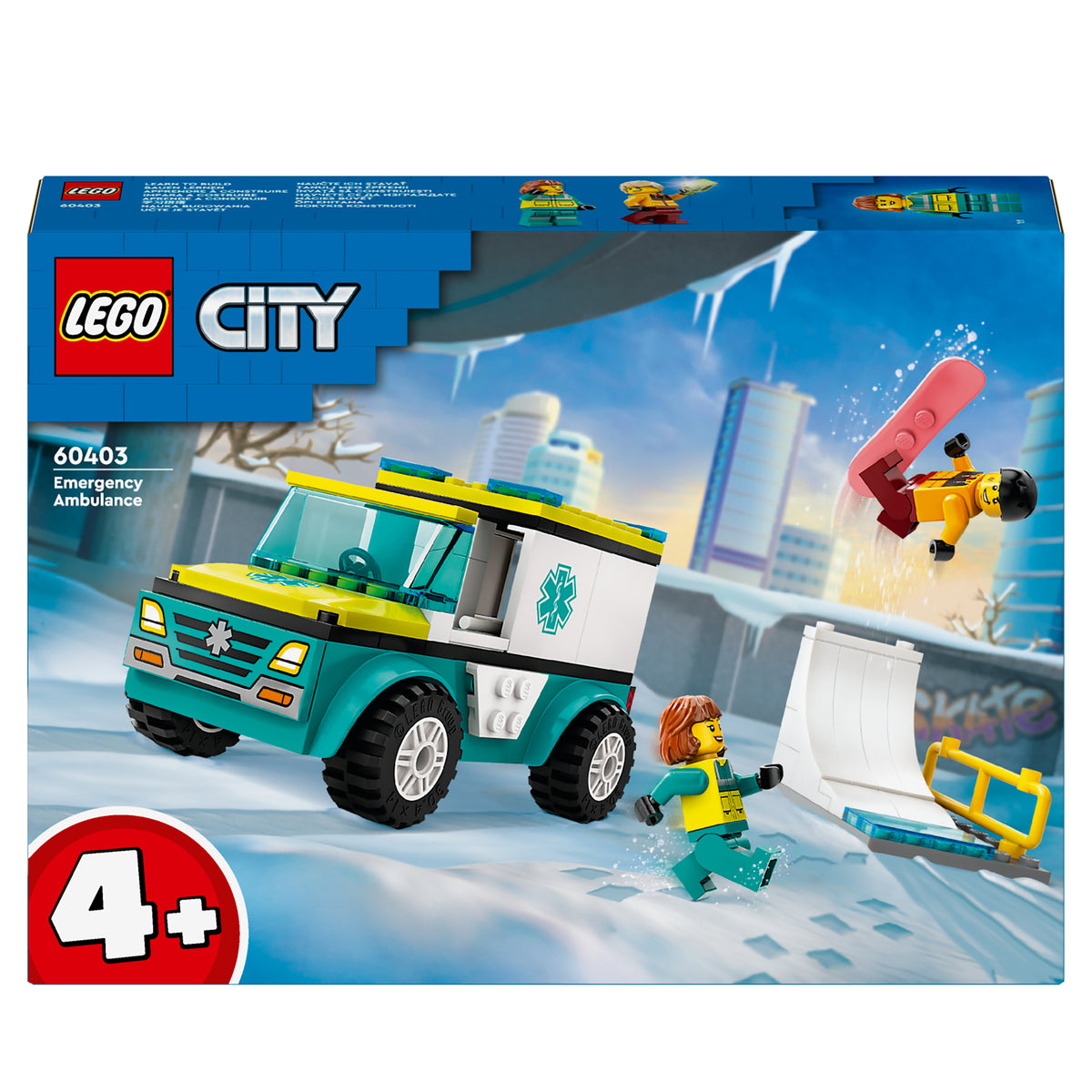 LEGO City 60403 ambulanza di emergenza e snowboarder