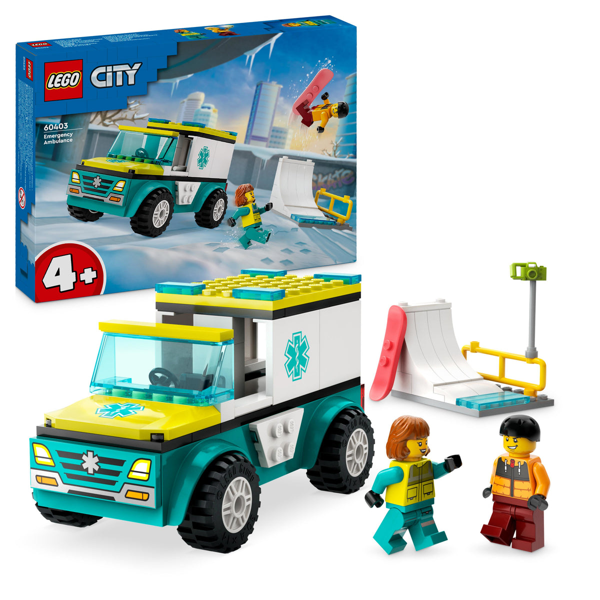 LEGO City 60403 ambulanza di emergenza e snowboarder