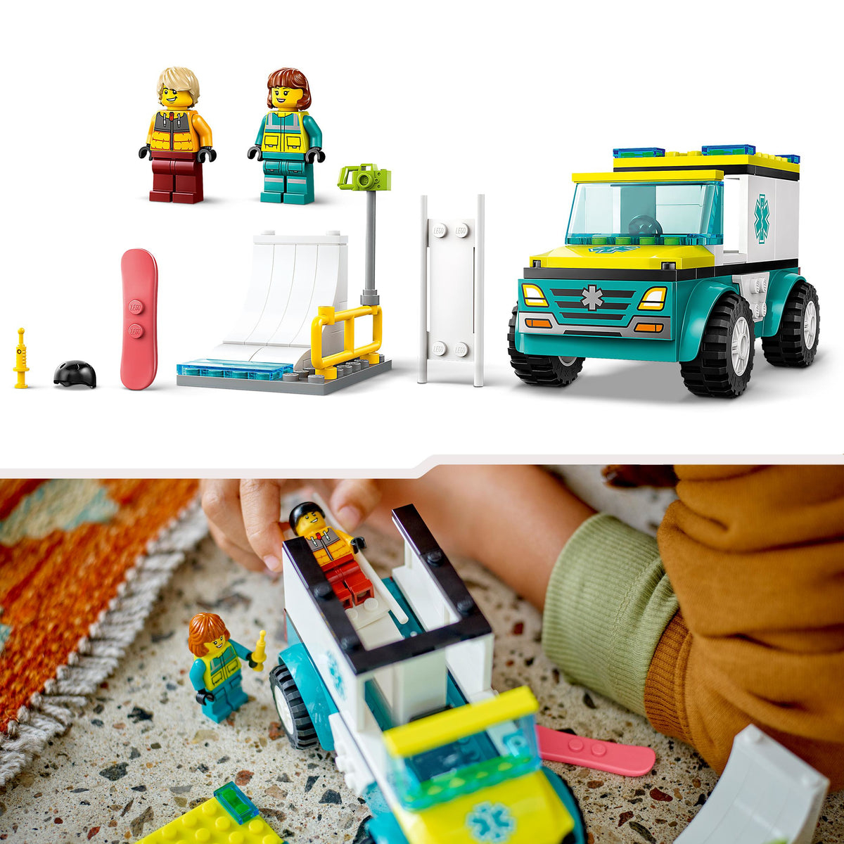 LEGO City 60403 ambulanza di emergenza e snowboarder