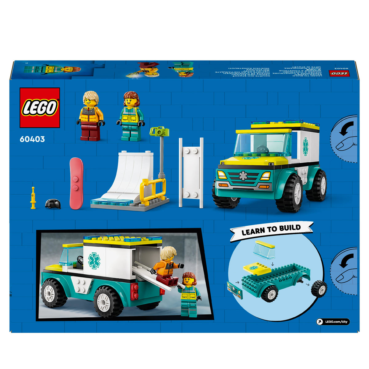 LEGO City 60403 ambulanza di emergenza e snowboarder
