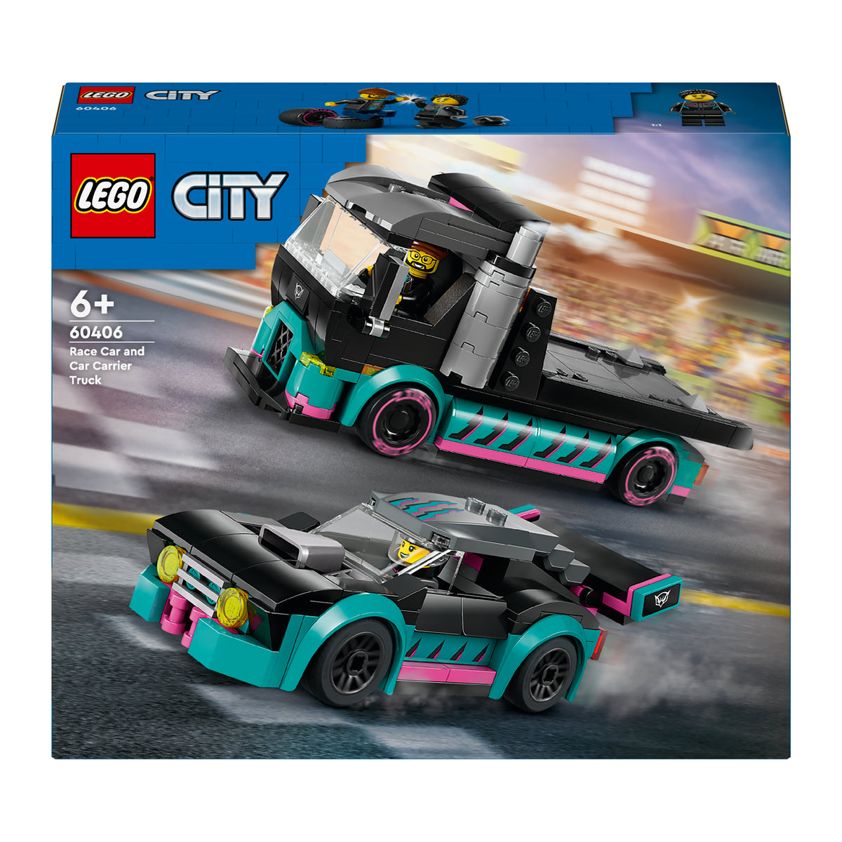 LEGO City 60406 auto da corsa e trasportatore