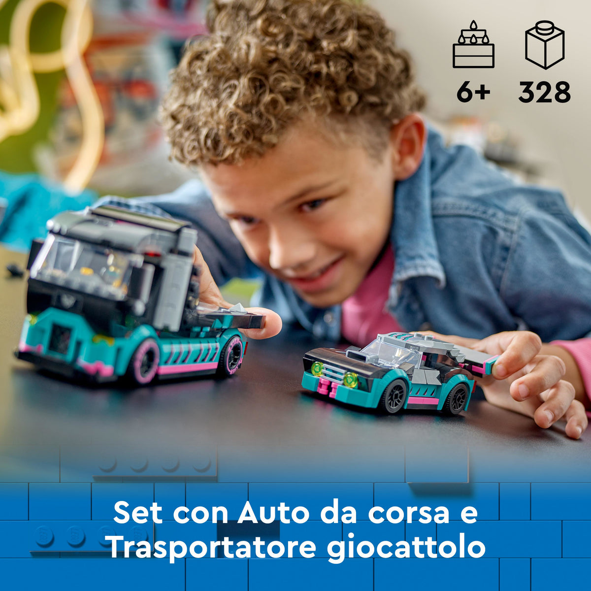 LEGO City 60406 auto da corsa e trasportatore