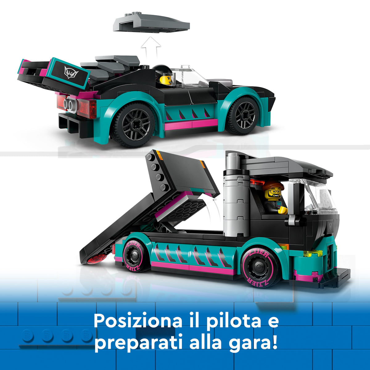 LEGO City 60406 auto da corsa e trasportatore
