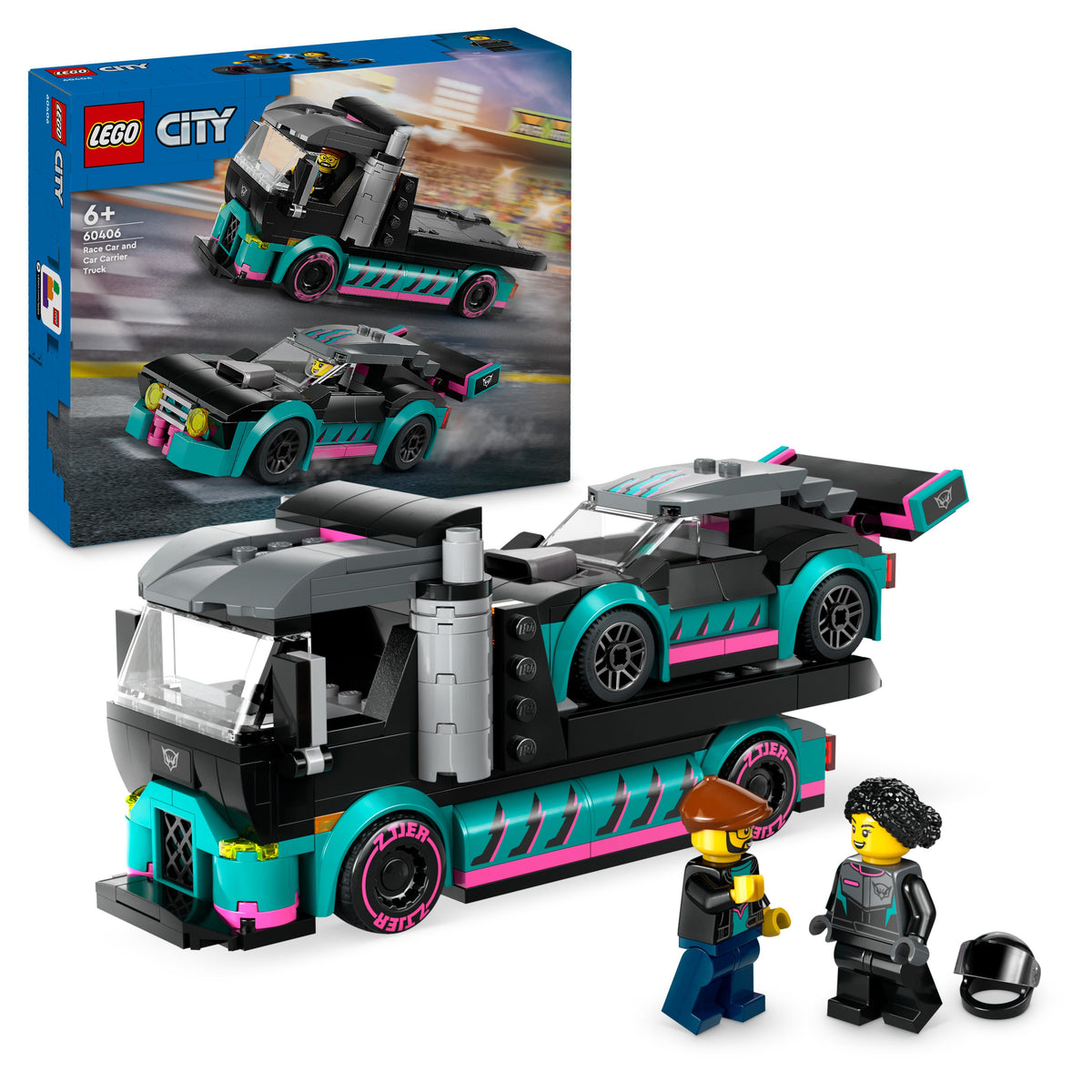 LEGO City 60406 auto da corsa e trasportatore