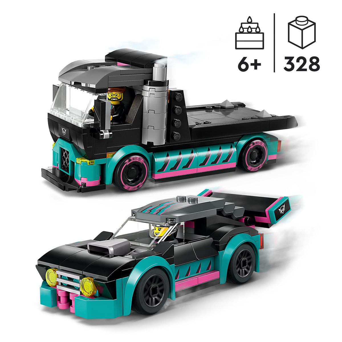 LEGO City 60406 auto da corsa e trasportatore