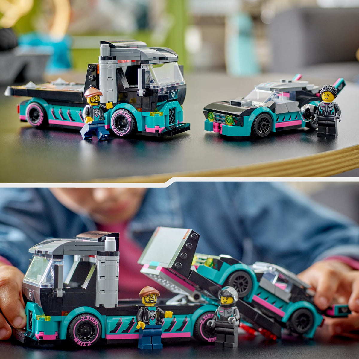 LEGO City 60406 auto da corsa e trasportatore