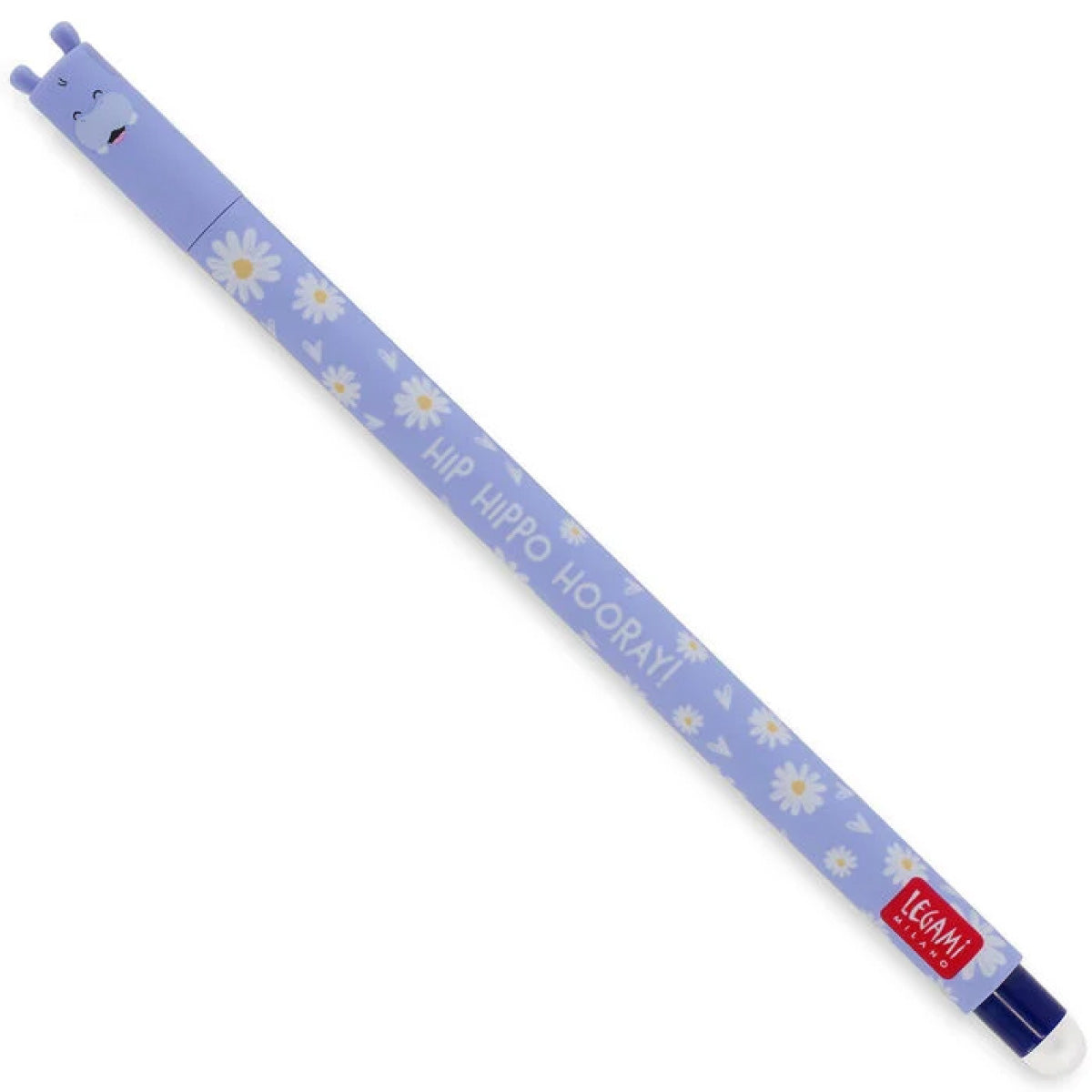 penna gel cancellabile ippopotamo - inchiostro blu ricaricabile