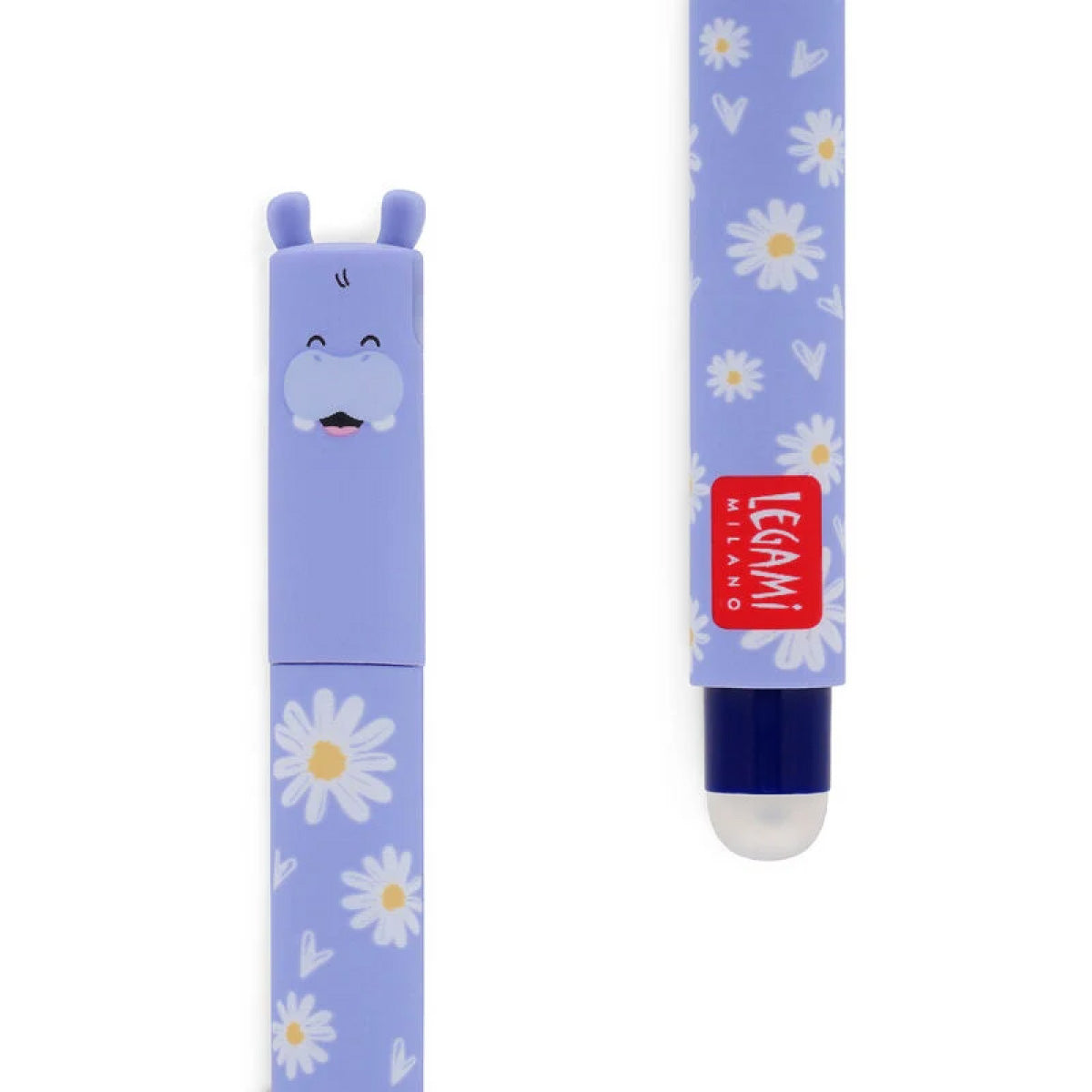 penna gel cancellabile ippopotamo - inchiostro blu ricaricabile