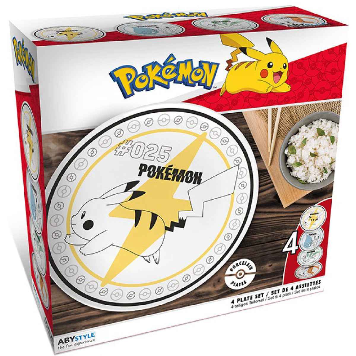 pokemon - 4 piatti in porcellana - starters + pikachu