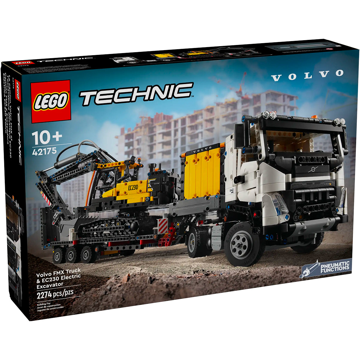 LEGO Technic 42175 autocarro volvo fmx ed escavatore elettrico ec230