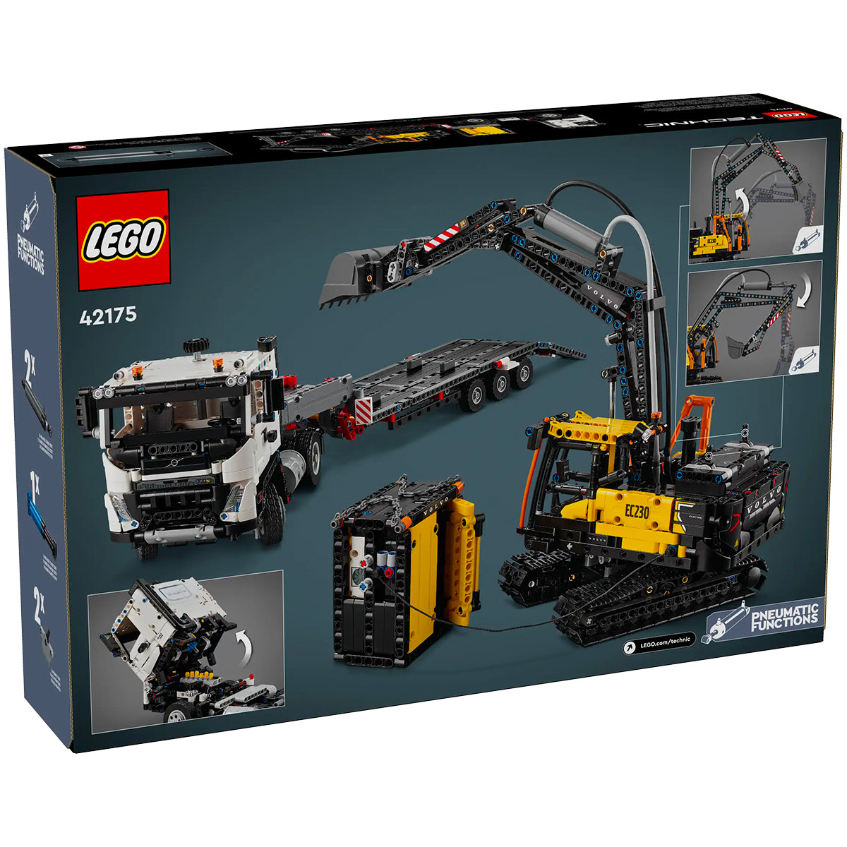 LEGO Technic 42175 autocarro volvo fmx ed escavatore elettrico ec230