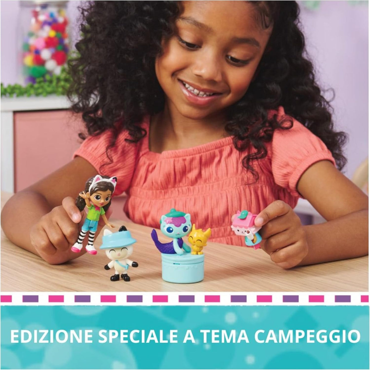 gabby's dollhouse - pack da 5 personaggi in campeggio