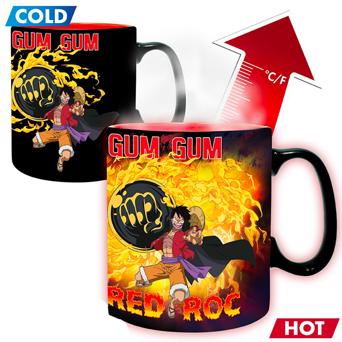one piece - tazza heat change 460ml - luffy vs kaidou