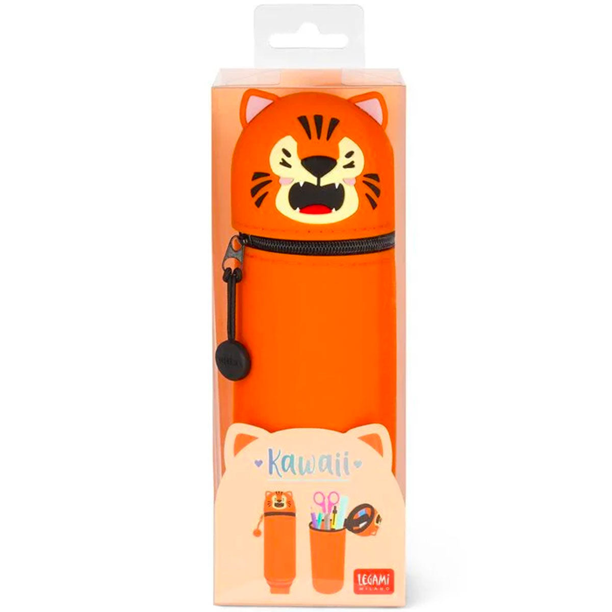 astuccio 2 in 1 in morbido silicone - kawaii - tigre