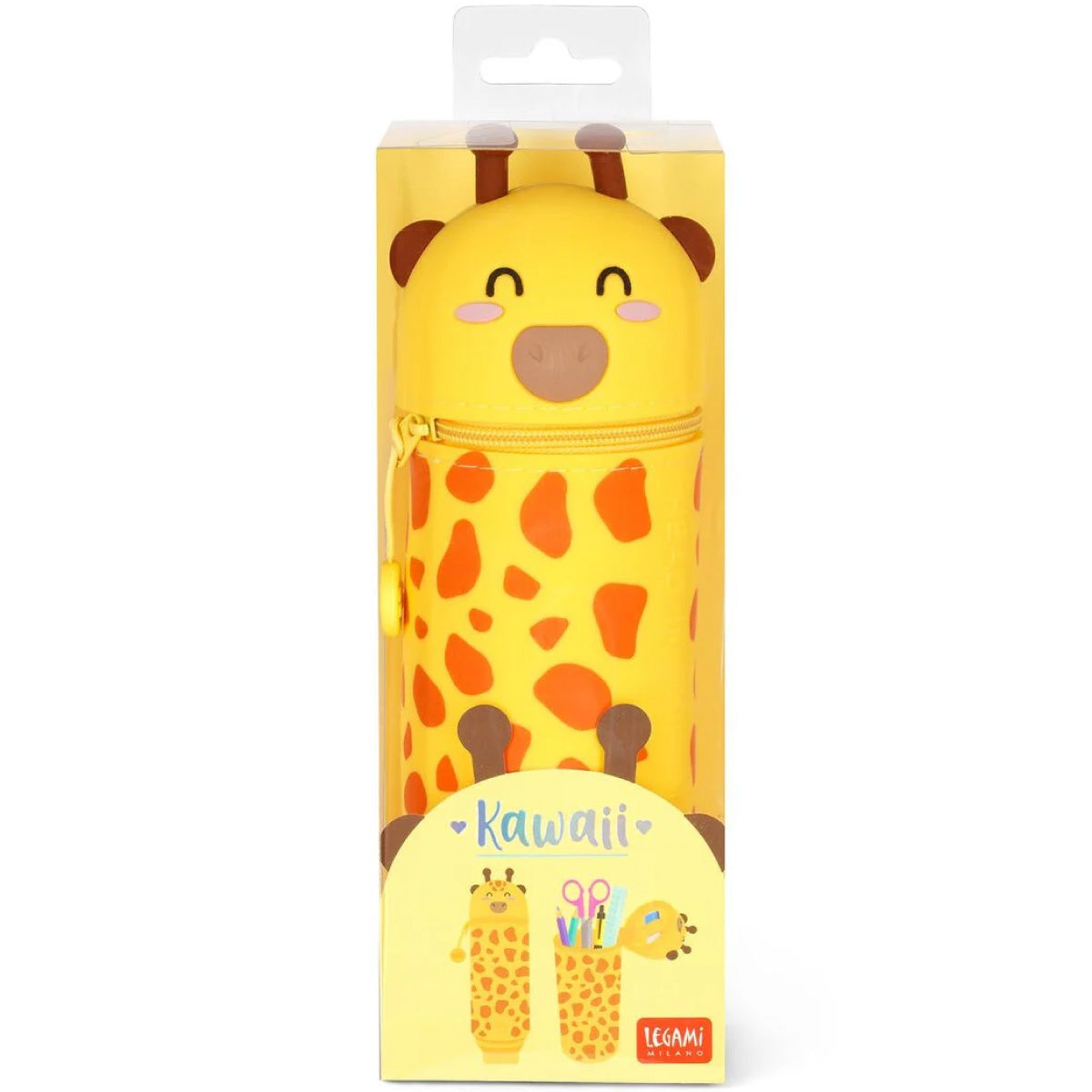 astuccio 2 in 1 in morbido silicone - kawaii - giraffa
