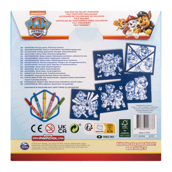 paw patrol - colora i poster in velluto - 5 pagine