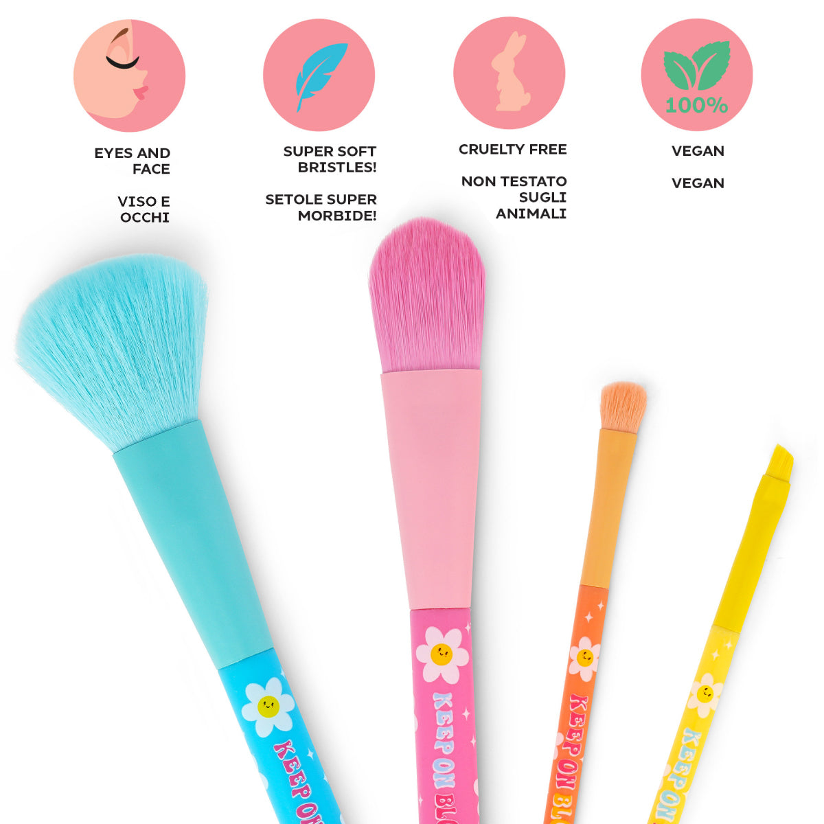 set di 4 pennelli per il trucco - oh my glow! - daisy
