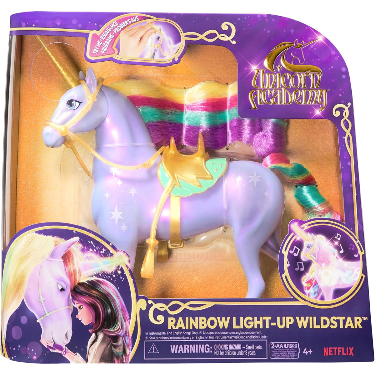 unicorn academy - rainbow light-up wildstar - unicorno 28cm