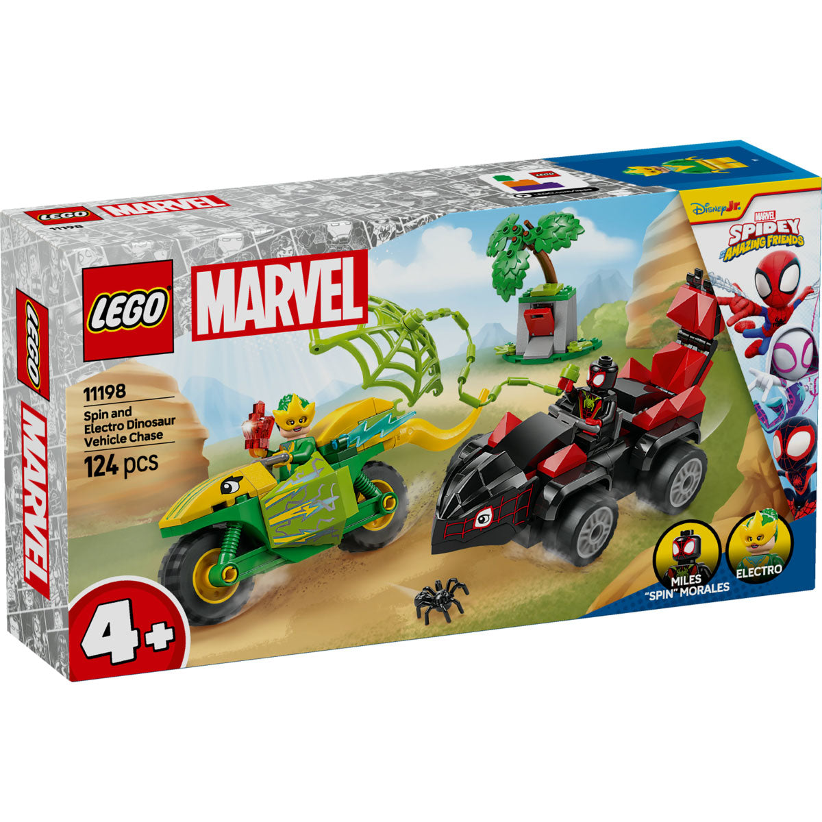 LEGO Super Heroes 11198 inseguimento sui dino-veicoli di spin ed electro