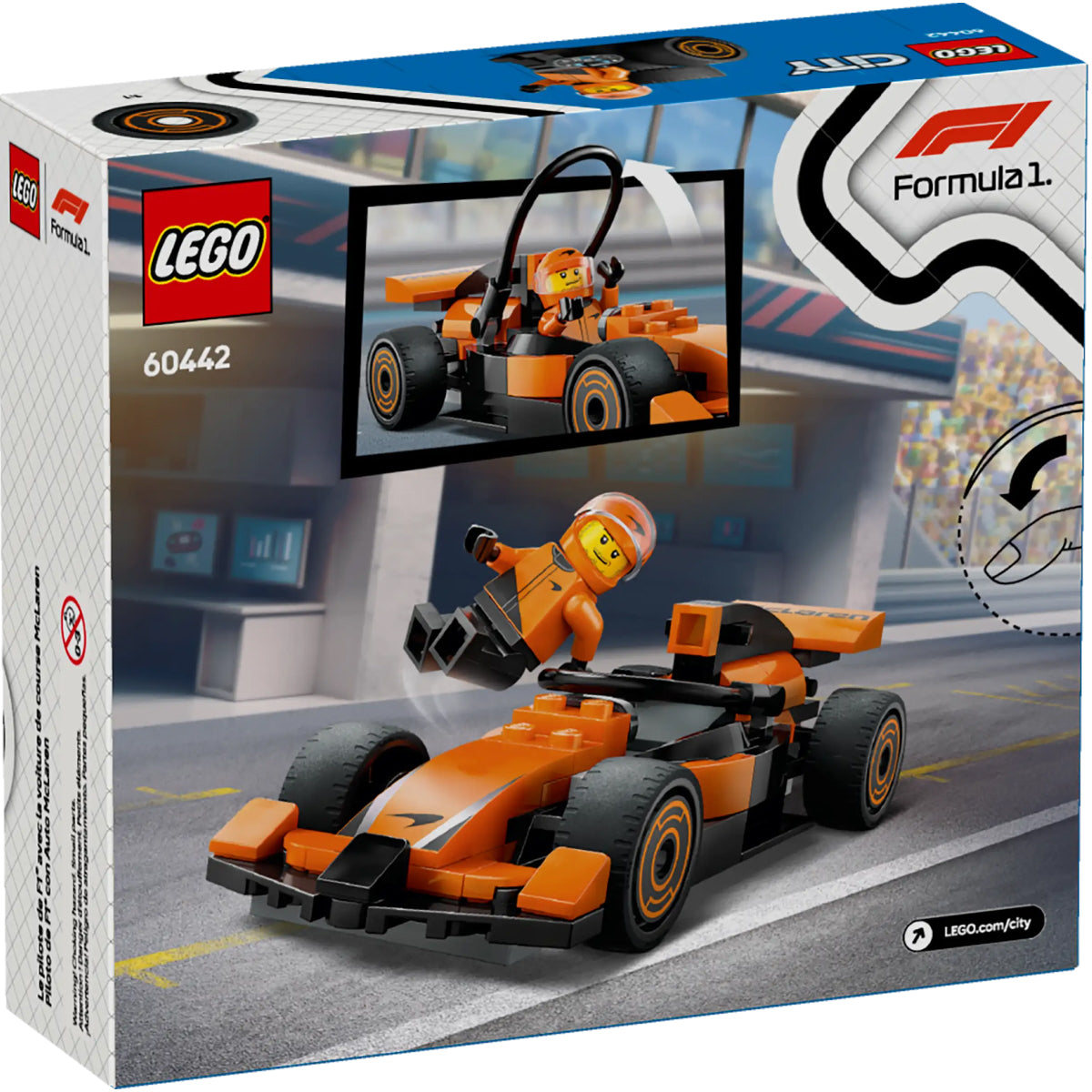 LEGO City 60442 pilota e monoposto mclaren f1